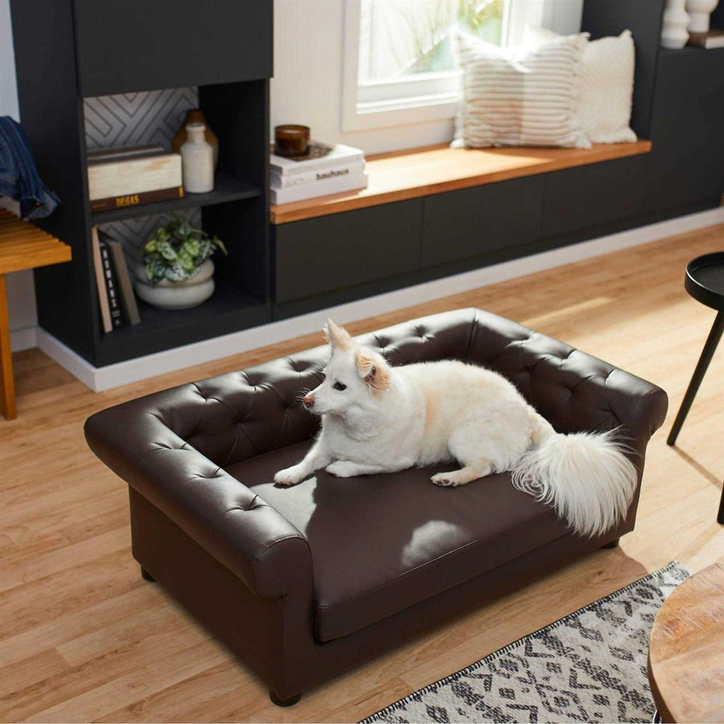 Leatherette Tufted Sofa Cat & Dog Bed D614572