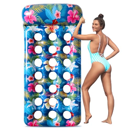 Inflatable Oversized Pool Float Lounger with Headrest E8963