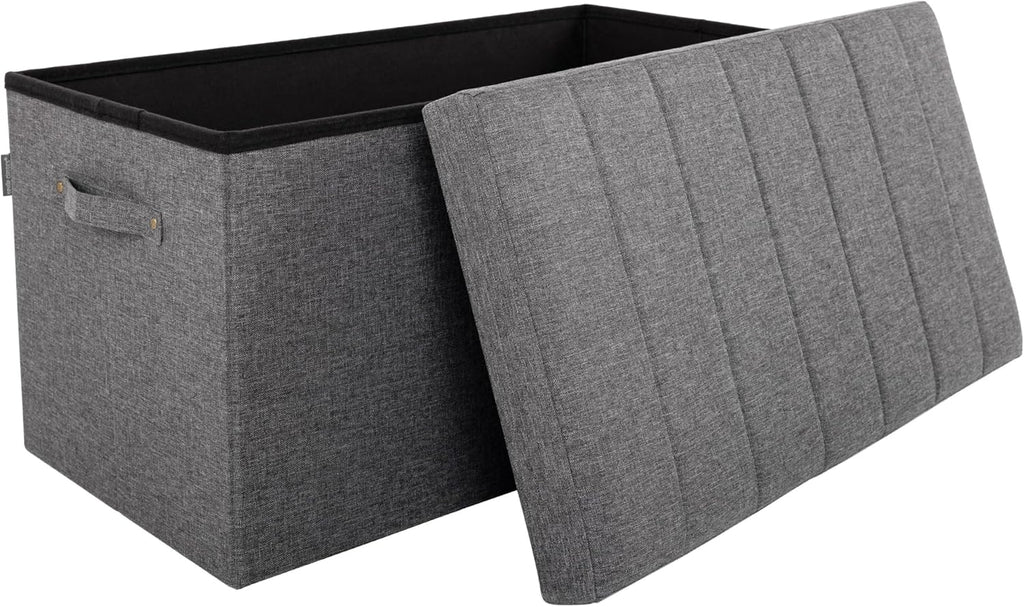 Foldable Tufted Storage Bench Ottoman, Gray M65893