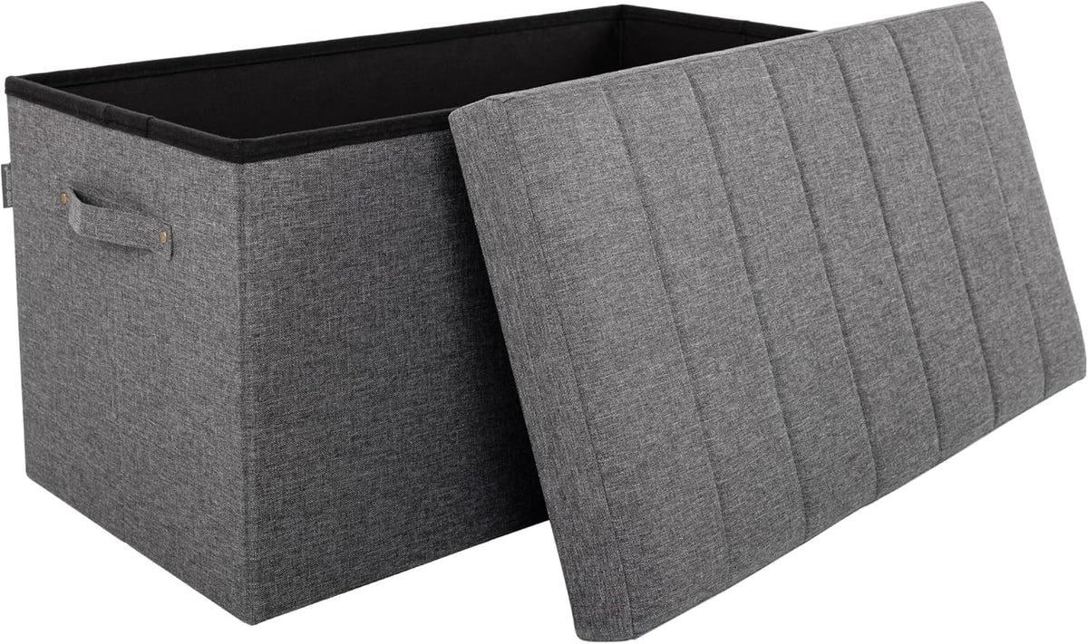 Foldable Tufted Storage Bench Ottoman, Gray M65893
