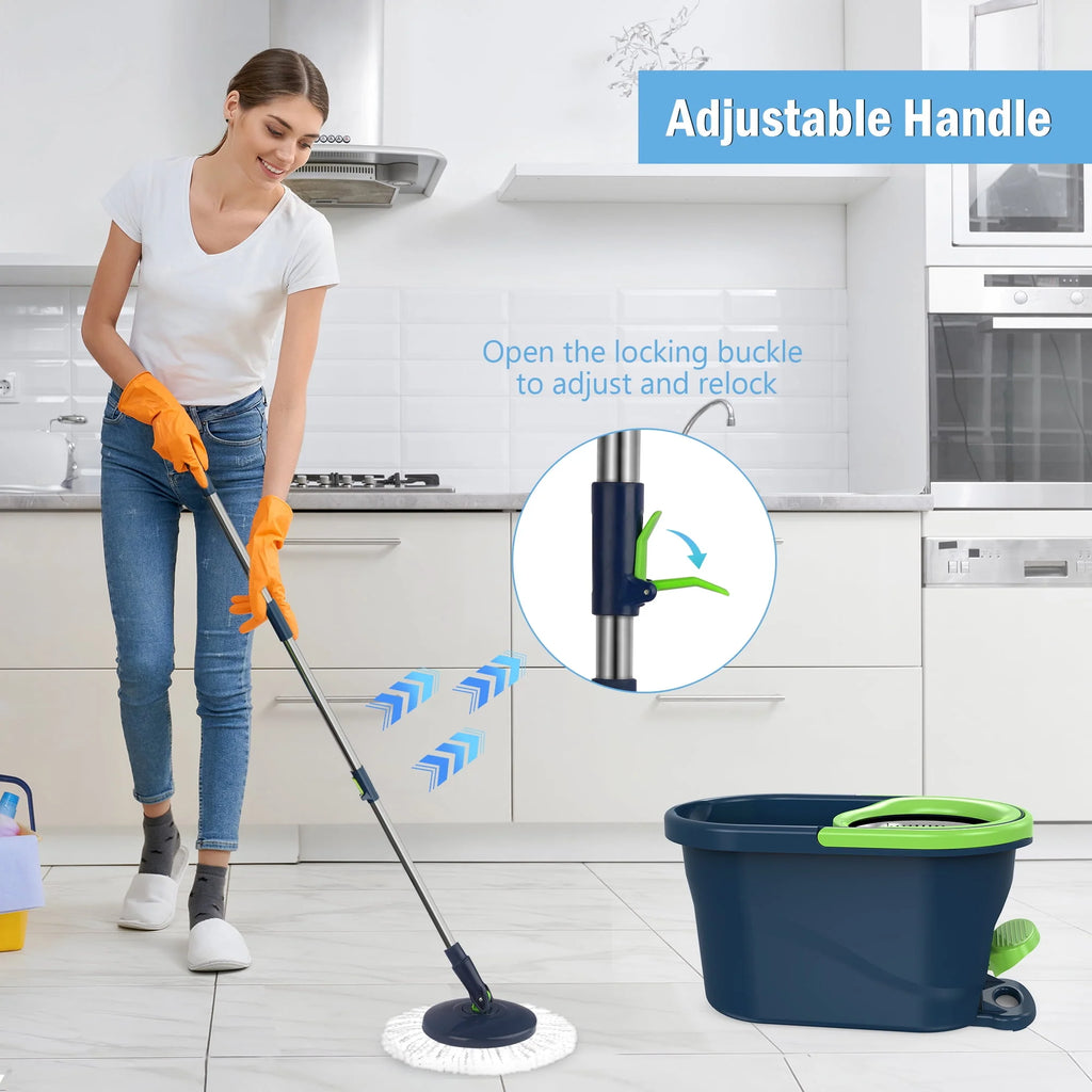Green Spin Mop and Bucket with Wringer Set E911