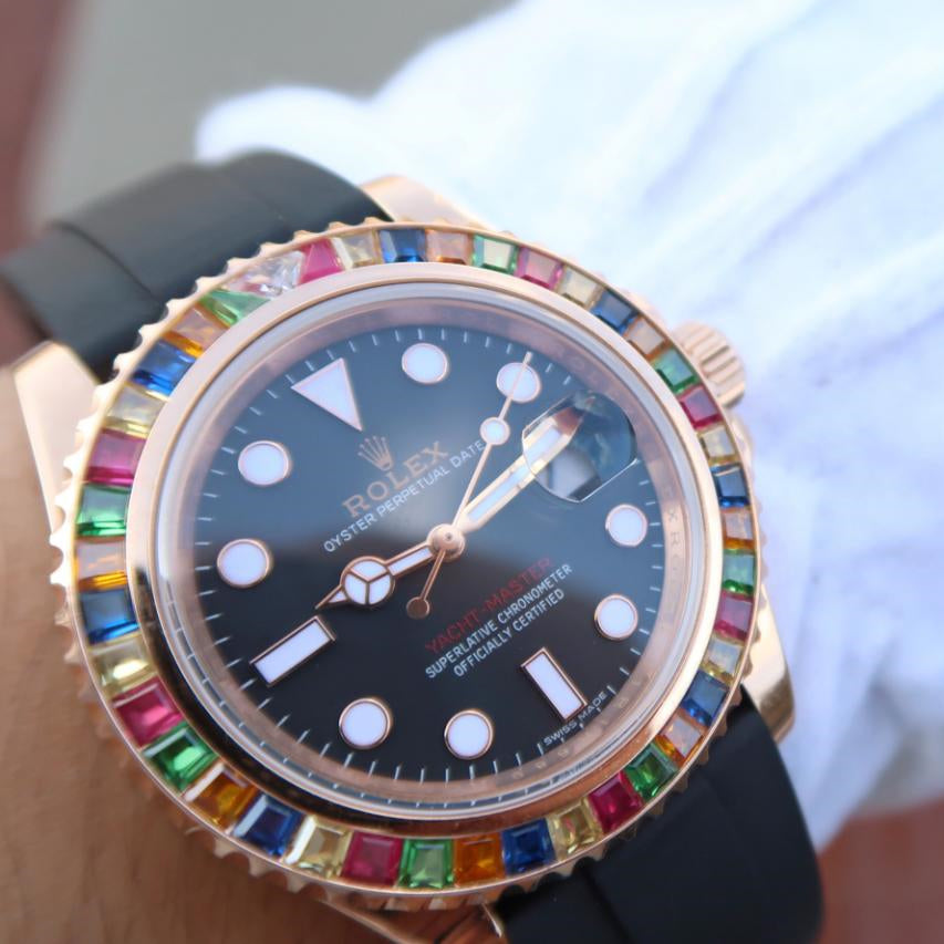 Black Dial Rubber Strap 40mm Watch F6833