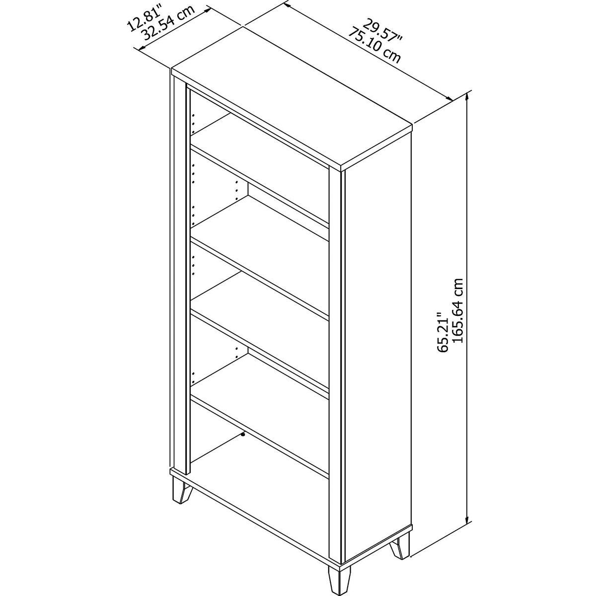 Maple Cross 5-shelf Bookcase A36284