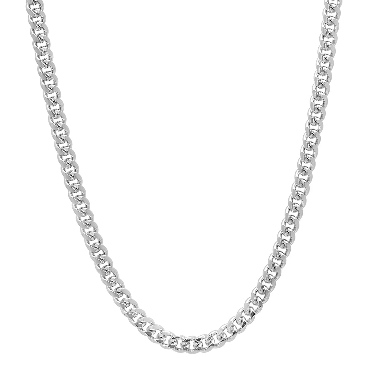 Rhodium Plated Flat Beveled Curb Choker Chain Necklace, 16 inches G938739