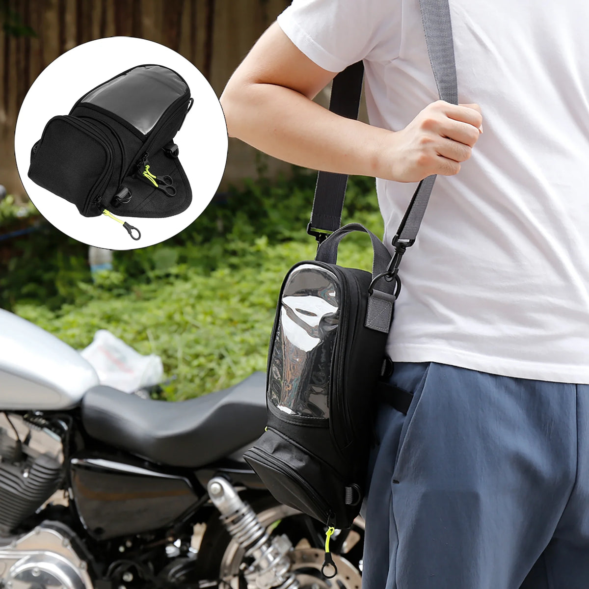Black Waterproof Magnetic Motorcycle Tank Bag U87235