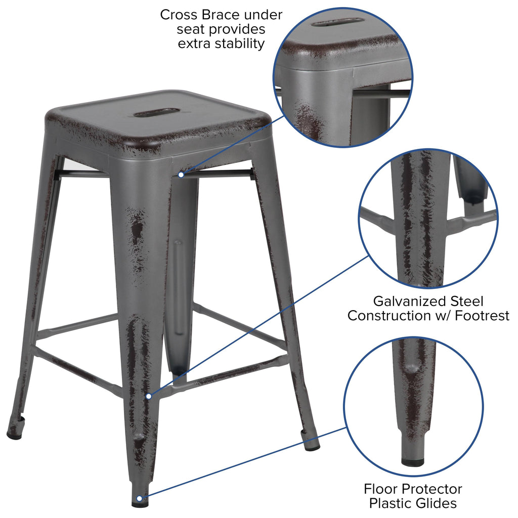 Orange Counter Height Stool Set of 4 K712467
