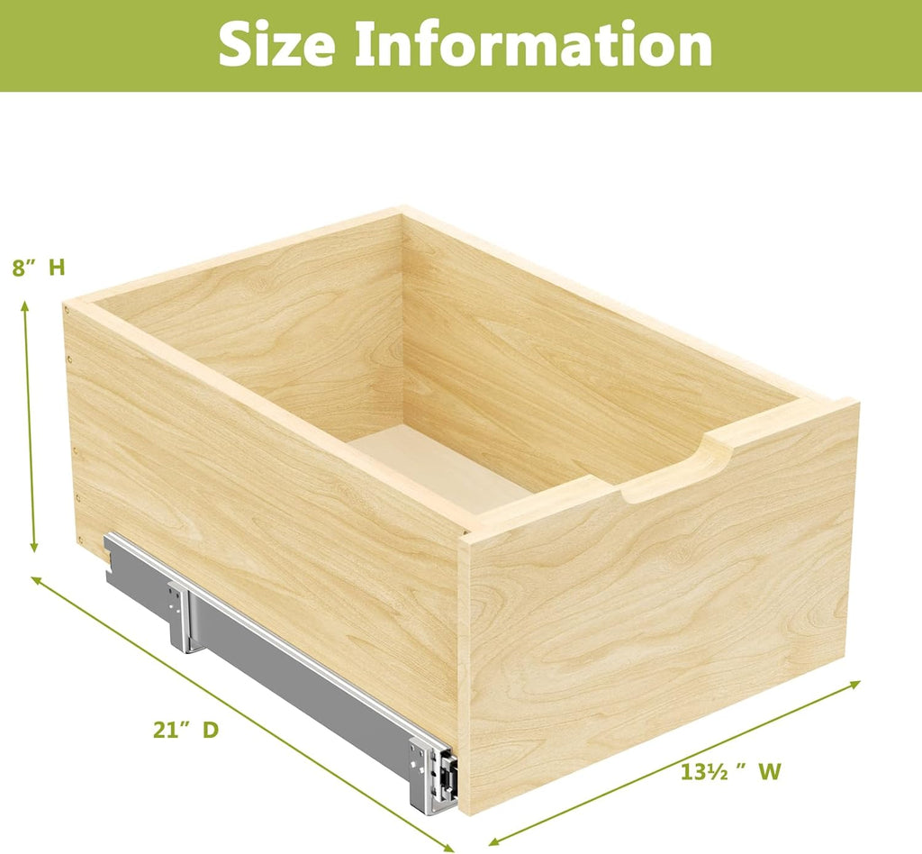 13.5''W x 21''D x 8''H Pull Out Cabinet Organizer, Birch Wood S92421