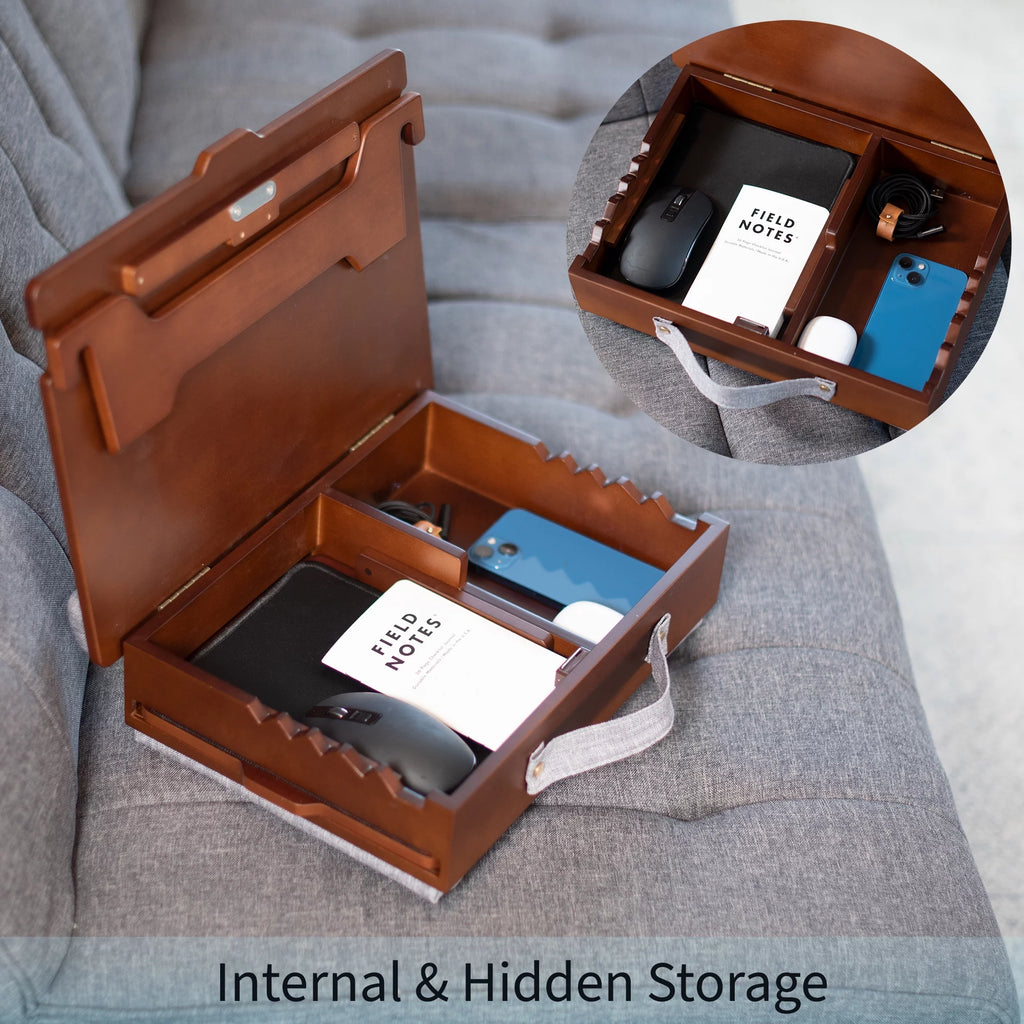 Wooden Tilting Lap Desk with Internal Storage and Mouse Pad J268