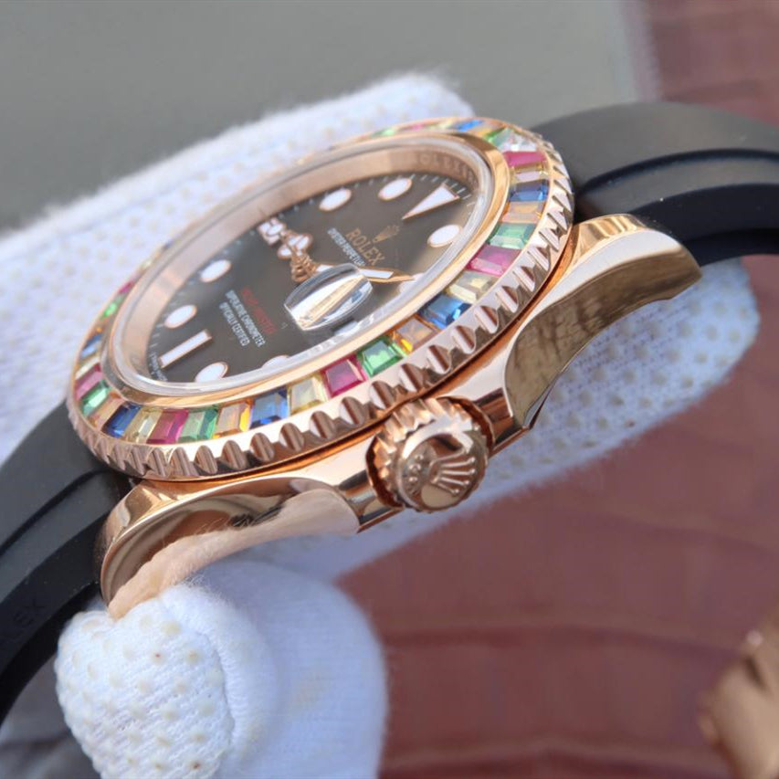Black Dial Rubber Strap 40mm Watch F6833