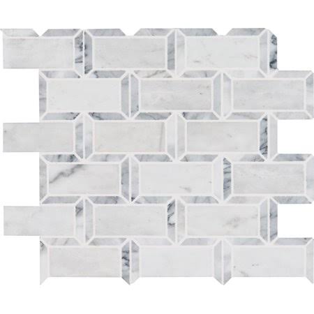 Polished Marble Mesh-Mounted Mosaic Tile E368563