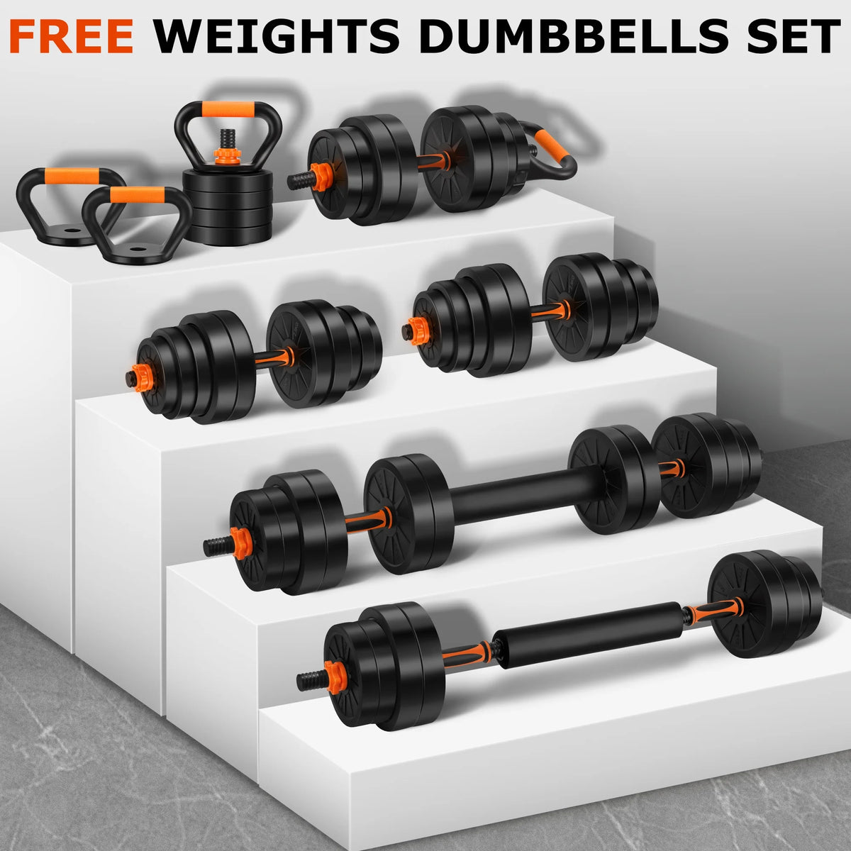 66 Lbs Adjustable Dumbbell Set 4 in 1 Weight Set T3043