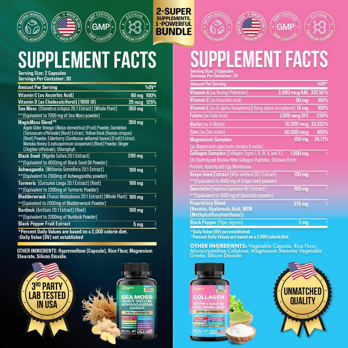 Sea Moss Collagen Saffron Supplement Bundle - 30 Day Supply B45311