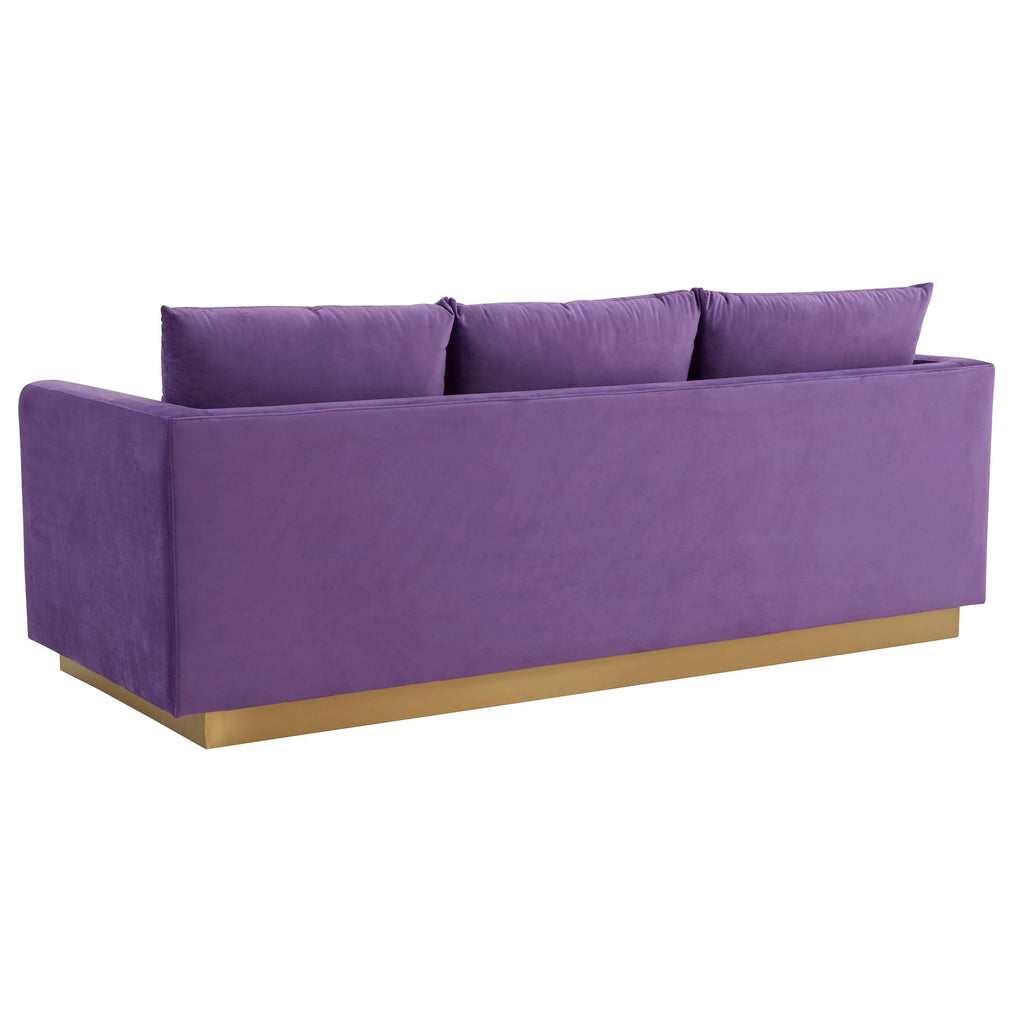Purple Velvet Upholstered Sofa with Gold Frame U884985