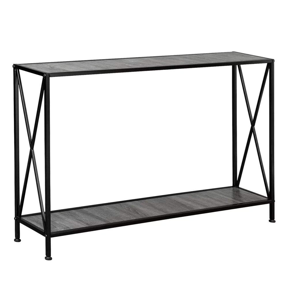 Gray 2-Tier Wood Console Table with Storage Shelf I241668