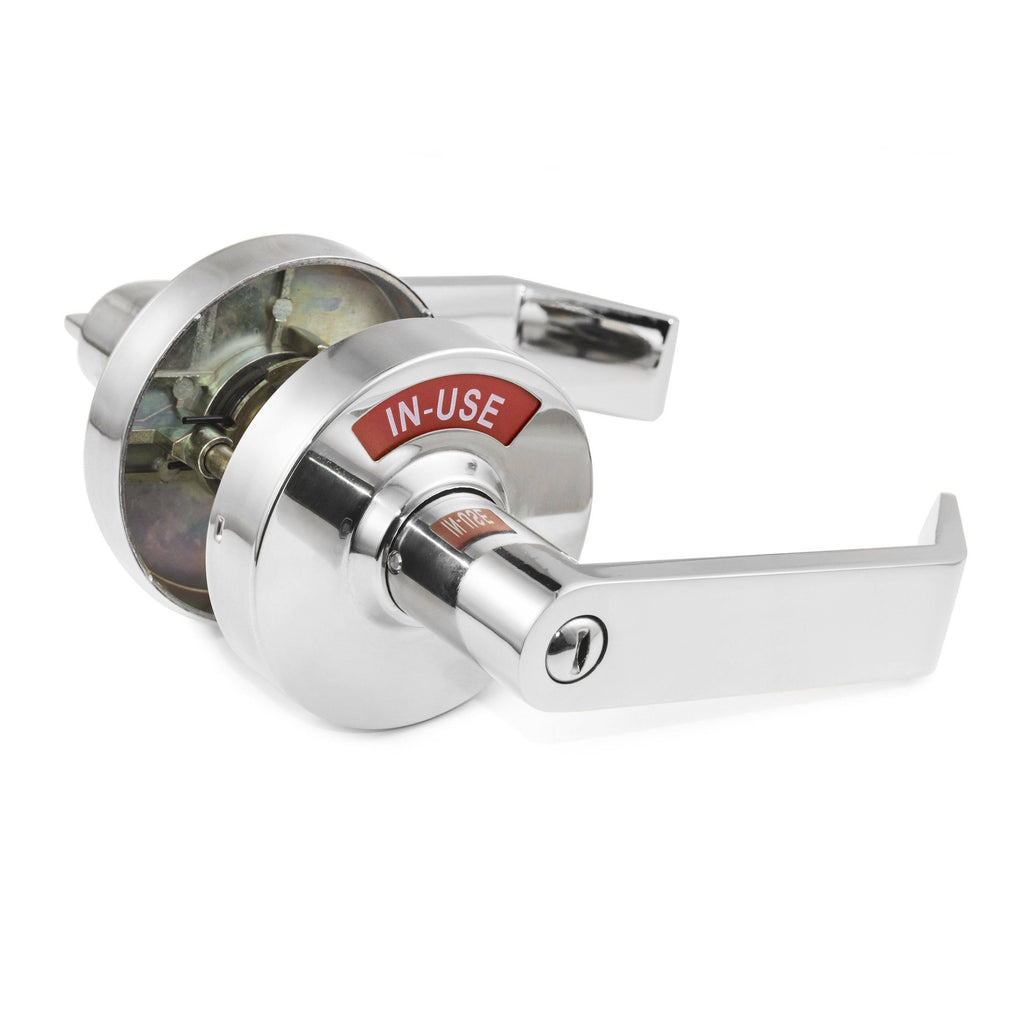 Commercial Grade Privacy Indicator Lock and Lever in Polished Chrome F663