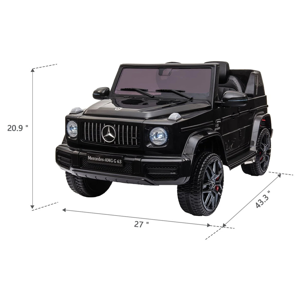 12V Battery Powered Ride On Car with Remote LED Lights Black K6275