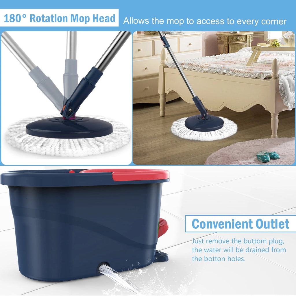 Green Spin Mop and Bucket with Wringer Set E911