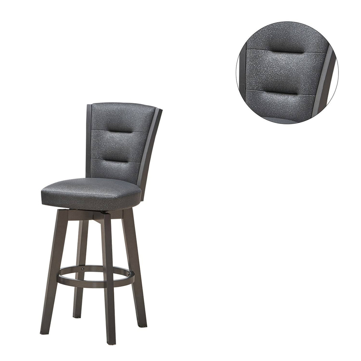 Glitter Grey Faux Leather Bar Chairs, Set of 2 T80021
