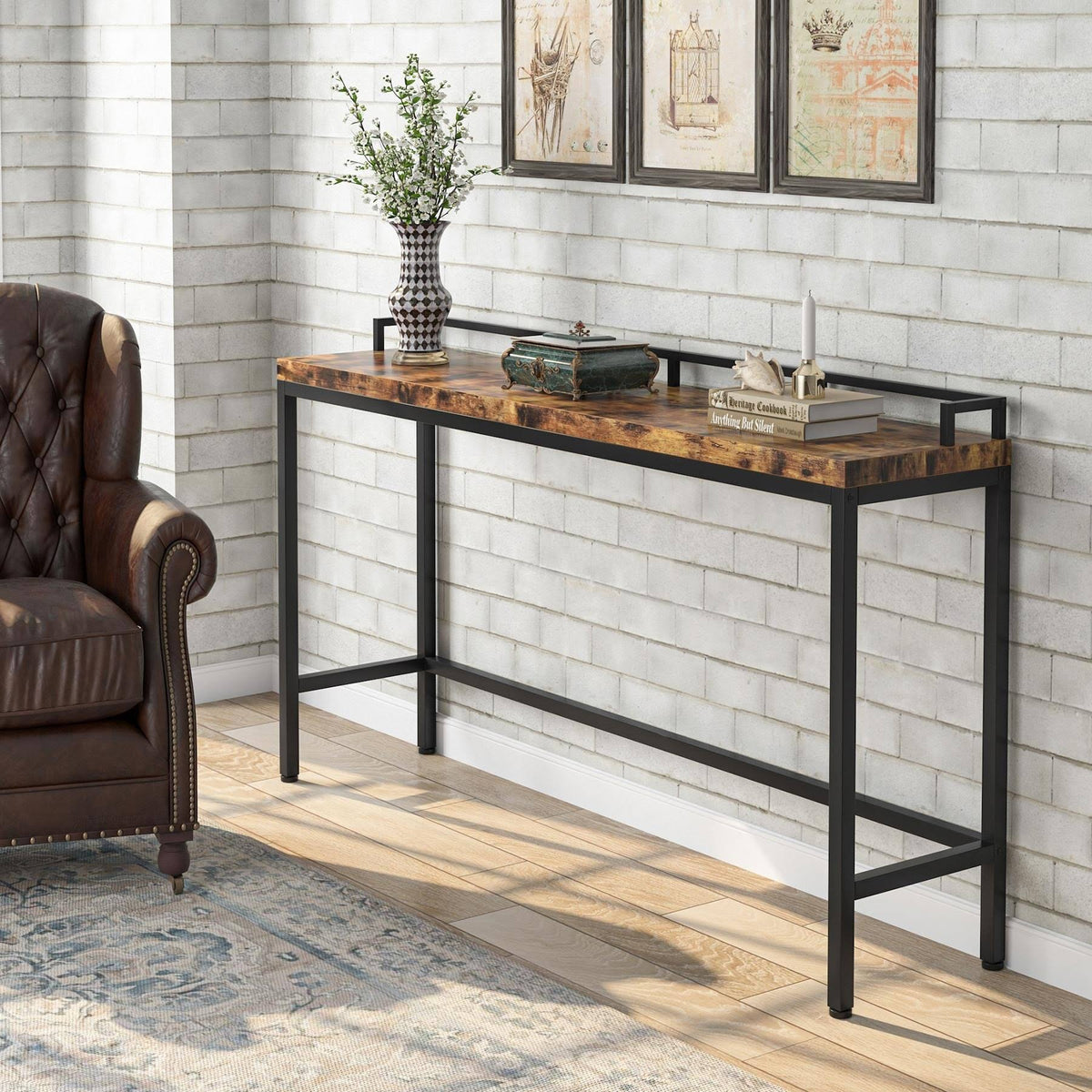 Brown Narrow Console Table V419