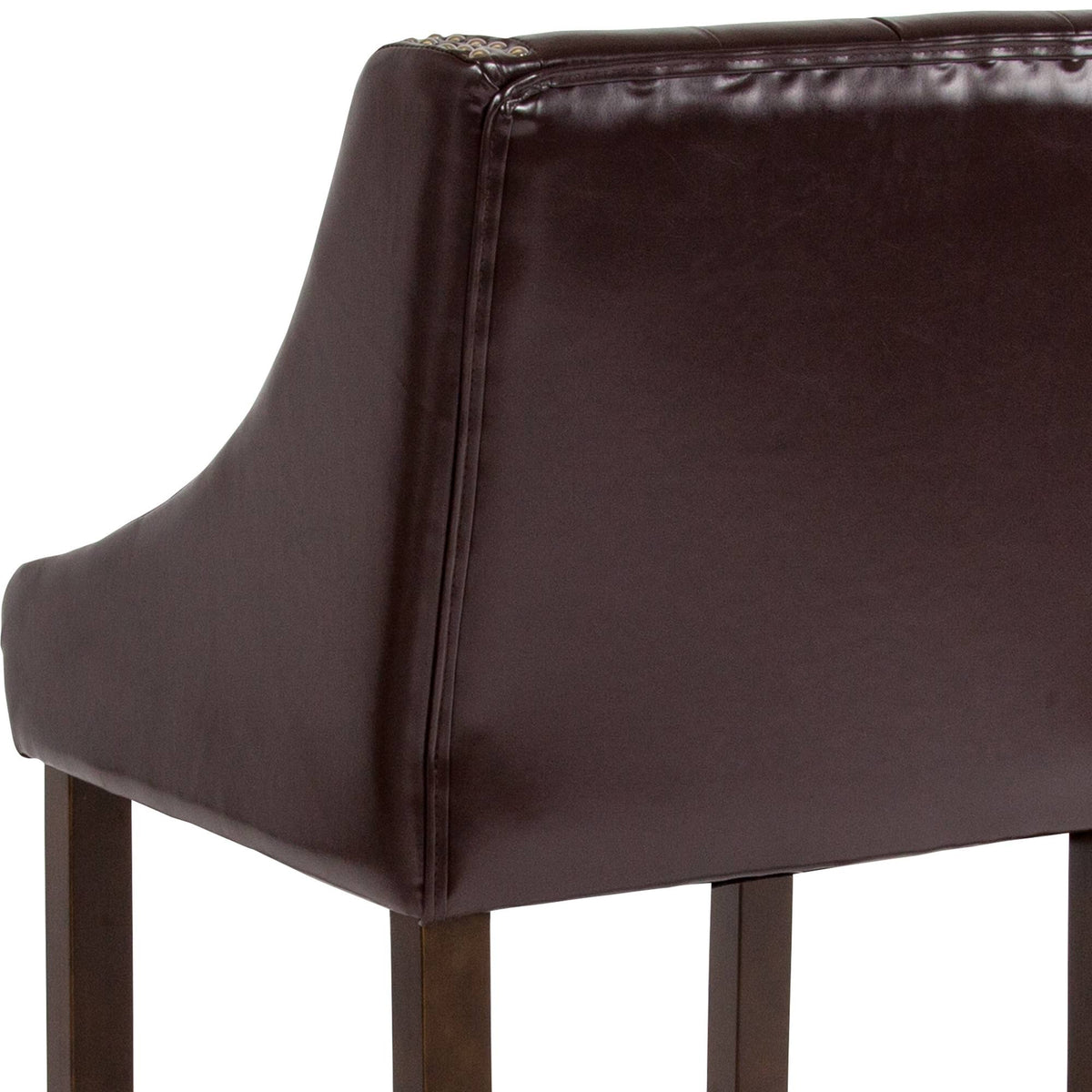 Tufted Walnut Counter Height Stool in Brown LeatherSoft D63798
