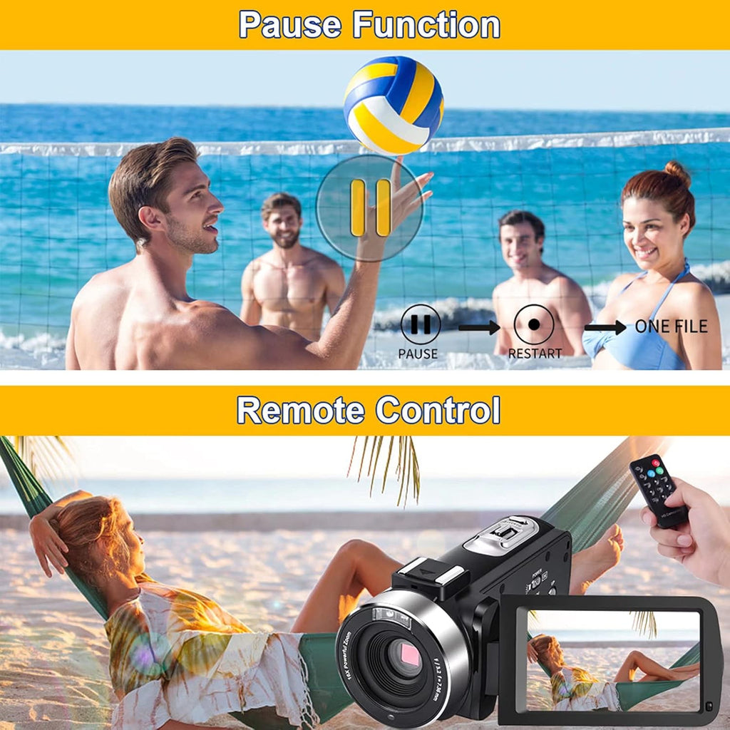 Video Camera Camcorder Full HD 1080P 30FPS 24.0 MP IR Night Vision 3.0 Inch IPS Screen 16X Zoom with 2 Batteries C6948