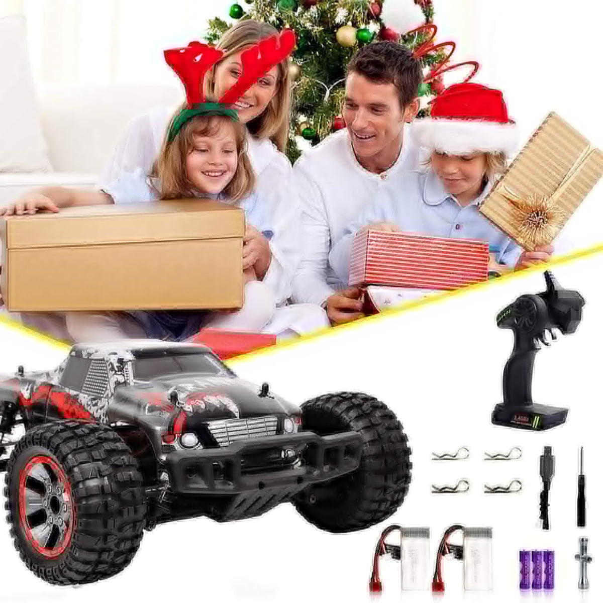 1:10 Scale 4WD Off Road RC Monster Truck with 2 Battery D650617