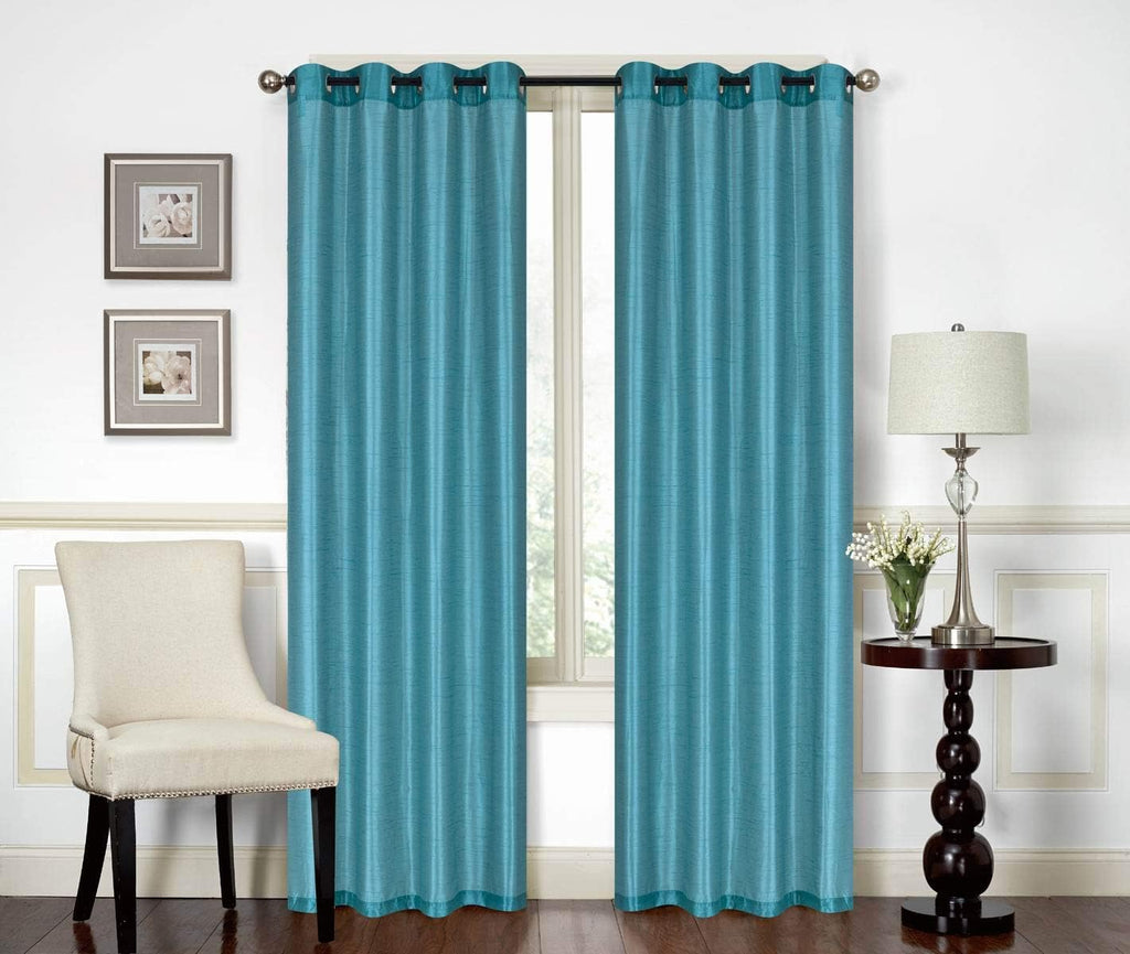 Red Solid Faux Silk Double Waterfall Valance with Tails X809