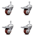 4 Swivel Caster Set with 3.5x22 Wheel and 3/8x22 Stem with Total Lock Brake T406