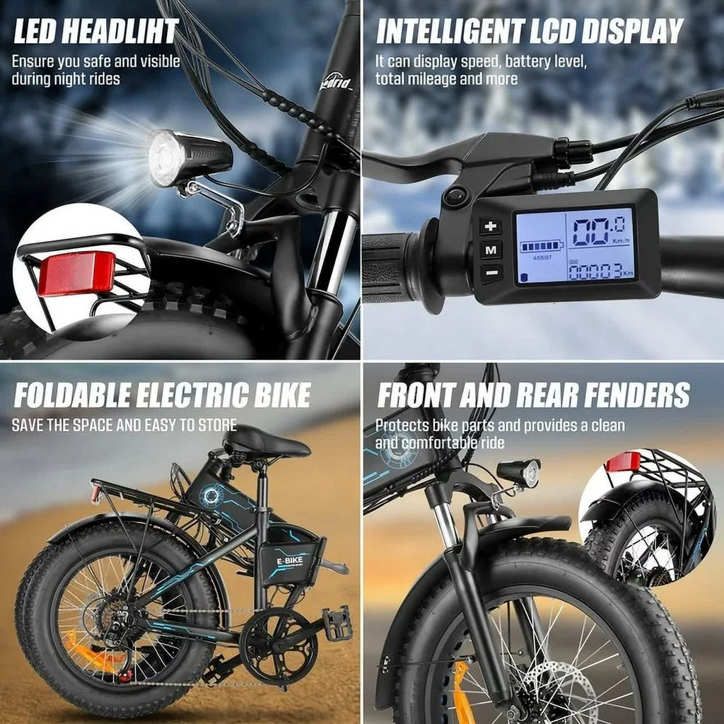 Foldable 20" x 4.0 Fat Tire Electric Bike with 500W Motor T9435