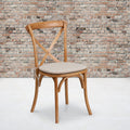 Oak Wood Cross Back Chair with Cushion Q642