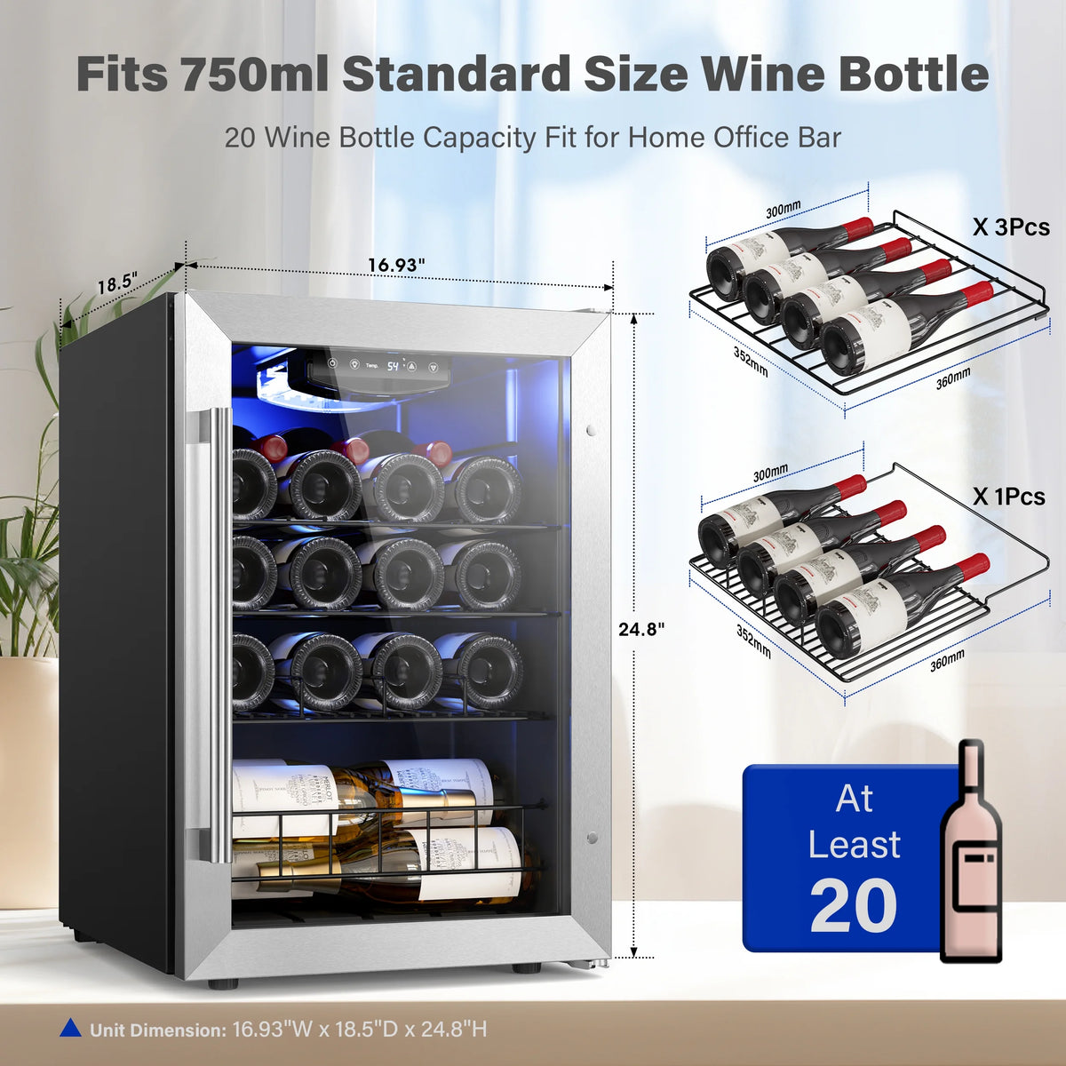 20 Bottle Freestanding Compact Wine Cooler Refrigerator X40542