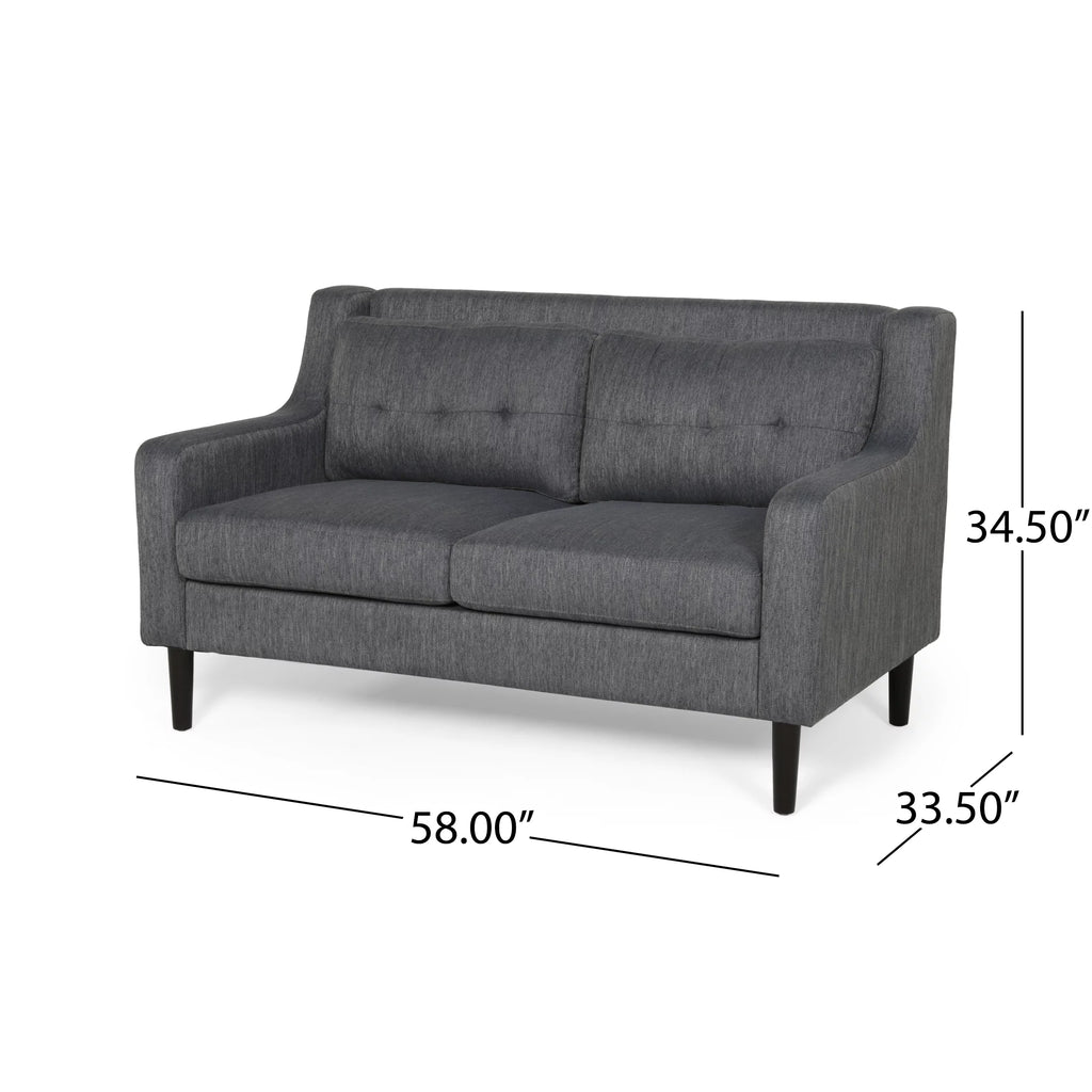 Charcoal Dark Brown Fabric Loveseat C2798