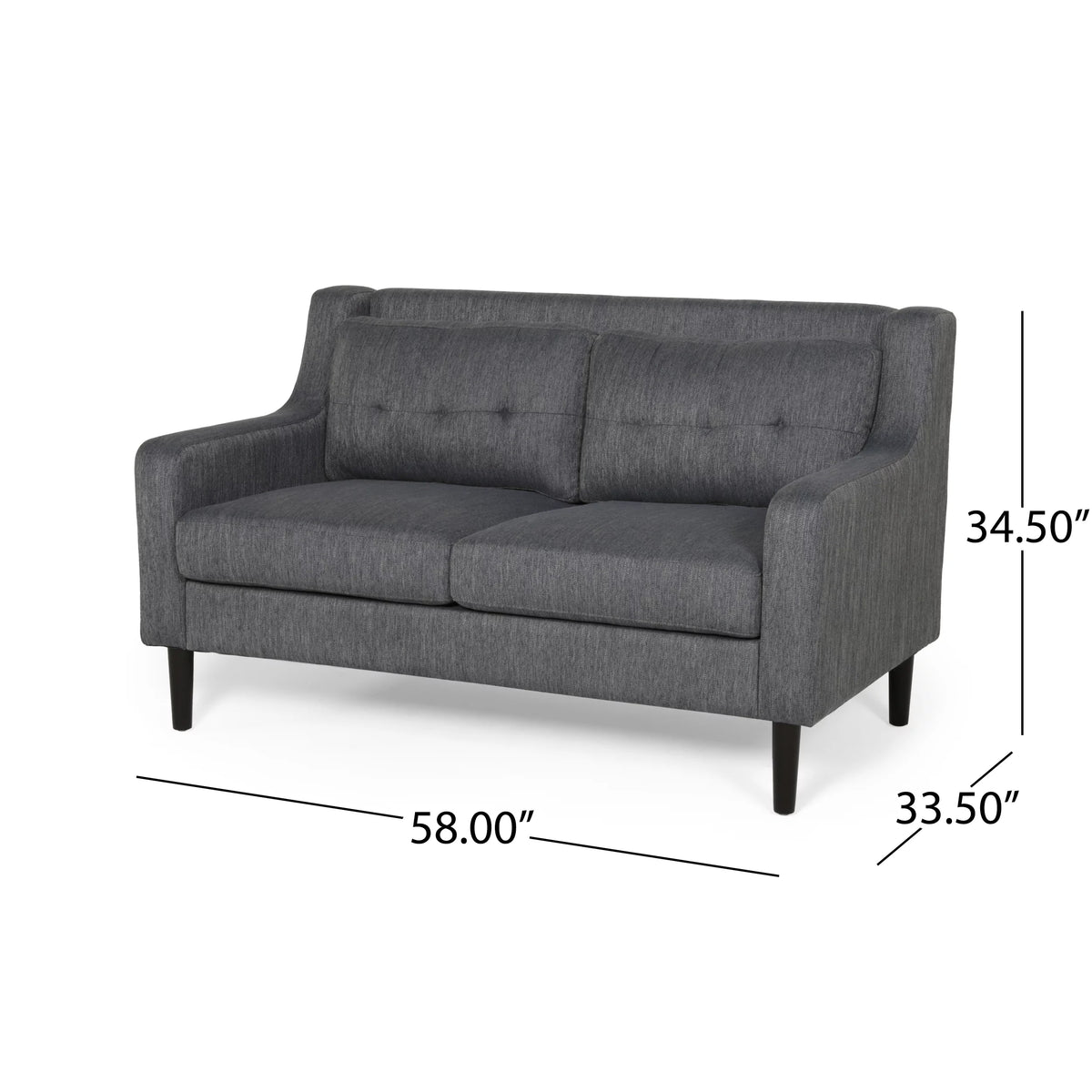 Charcoal Dark Brown Fabric Loveseat C2798