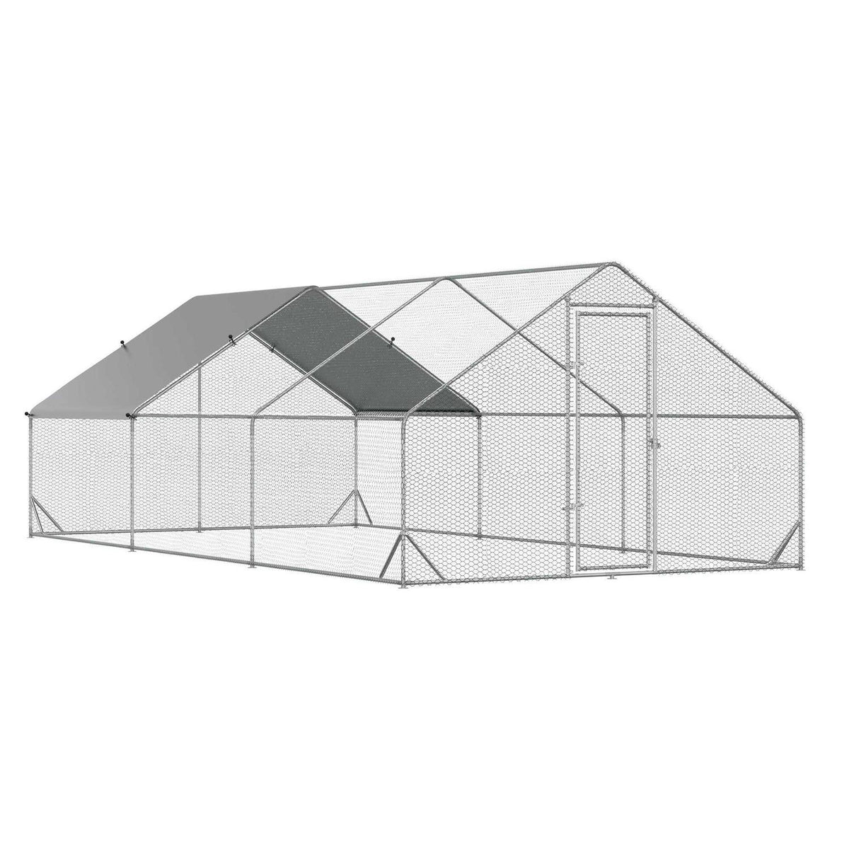 Large Metal Chicken Coop with Cover and Lockable Door R744