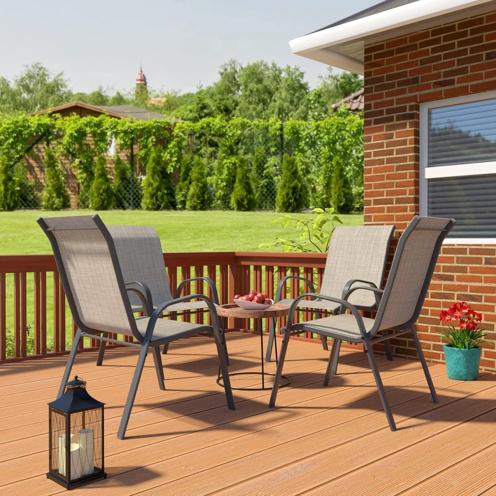 Brown Set of 4 Stackable Patio Chairs X817146