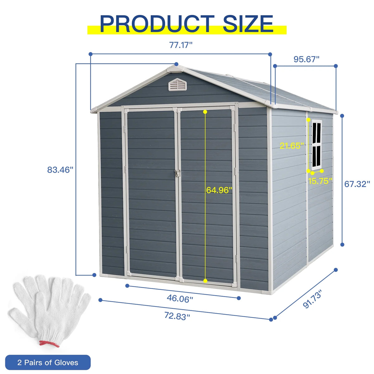 6x8 FT Plastic Resin Outdoor Storage Shed with Floor and Lockable Door V393525