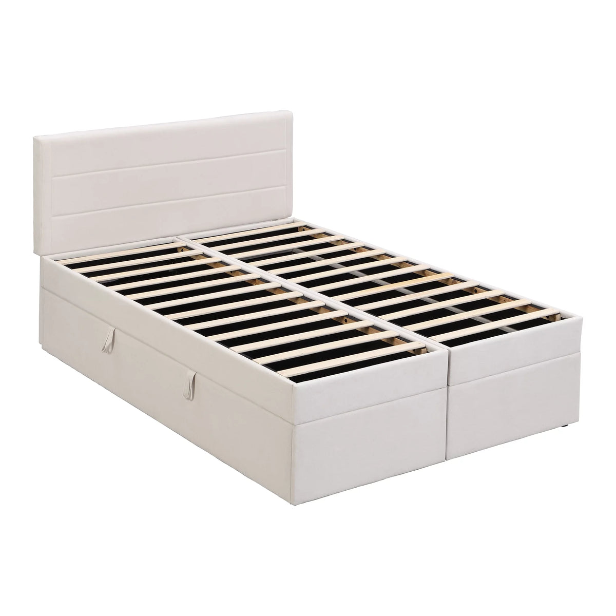 Full Size Beige Upholstery Platform Bed with Storage U94775