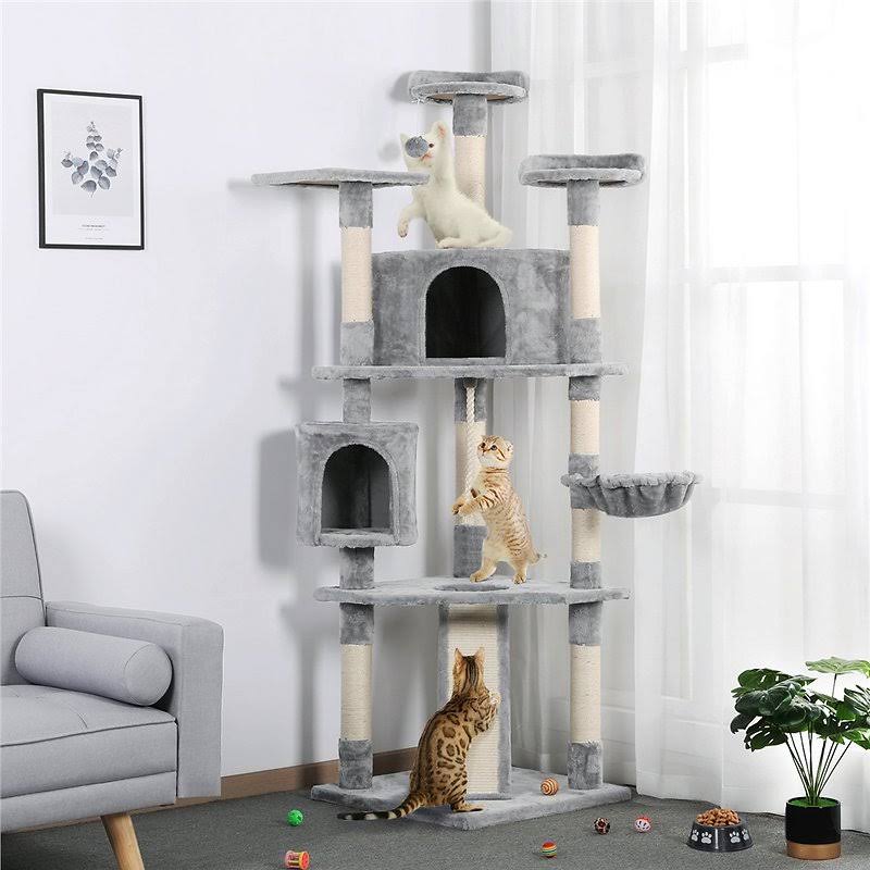 Light Gray Plush Cat Tree and Condo F51751