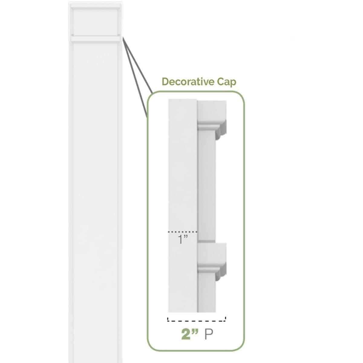 4x22W x 102x22H x 2x22P Two Equal Flat Panel PVC Pilaster with Standard Capital & Base (Pair) Q466