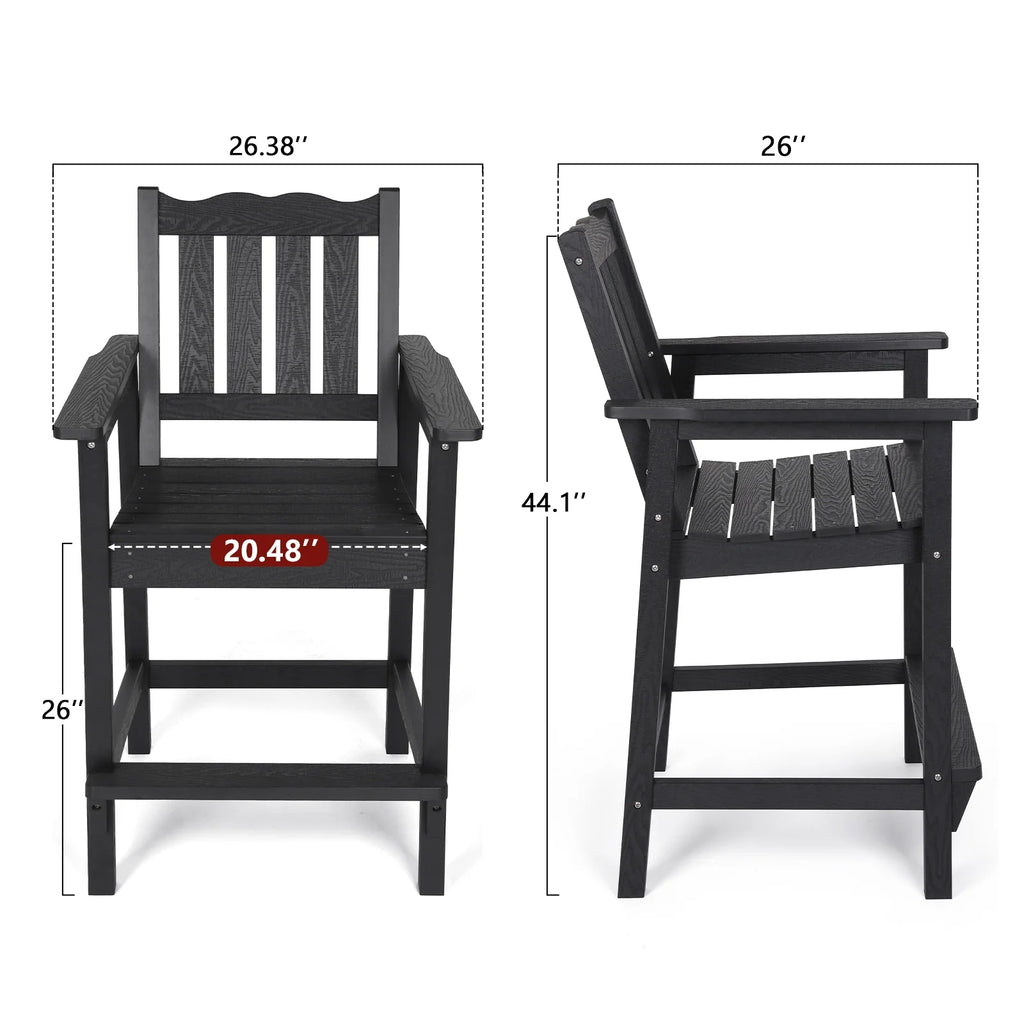 Black HIPS Adirondack Chairs Set of 2 with Connecting Tray H522