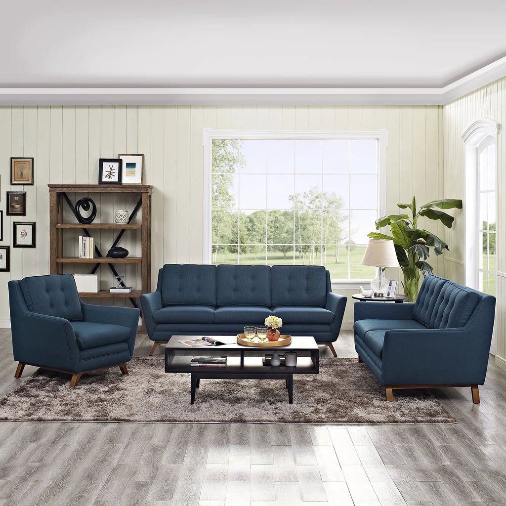 Navy Blue Fabric Sofa Set E4614