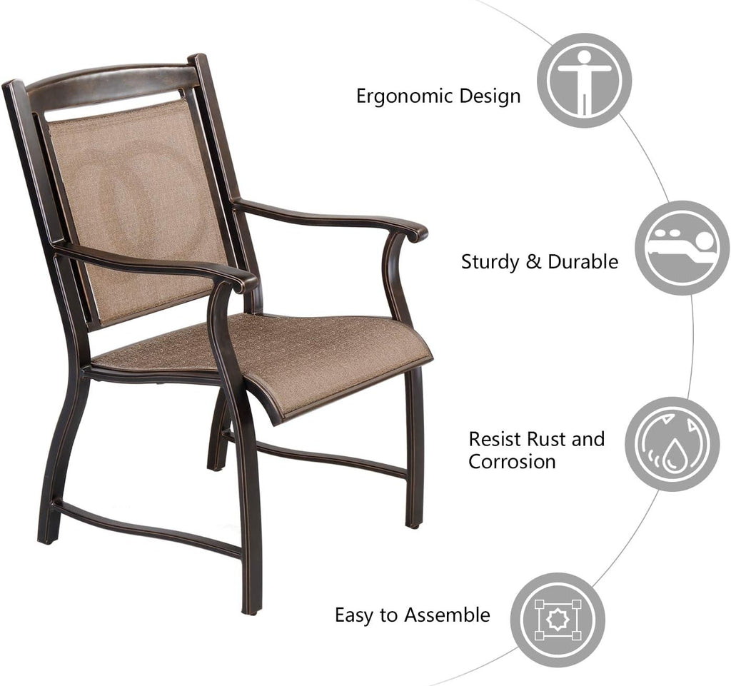 Cast Aluminum Outdoor Dining Chairs Set of 4 I3843