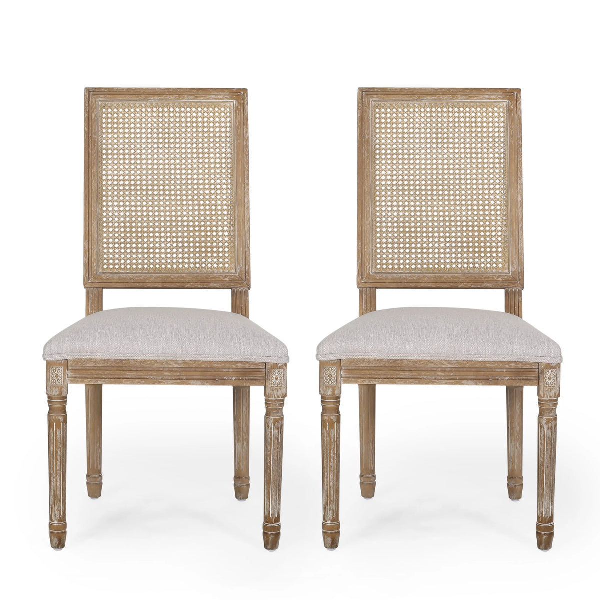 Light Gray Natural Wood Dining Chair Set of 2 J396220