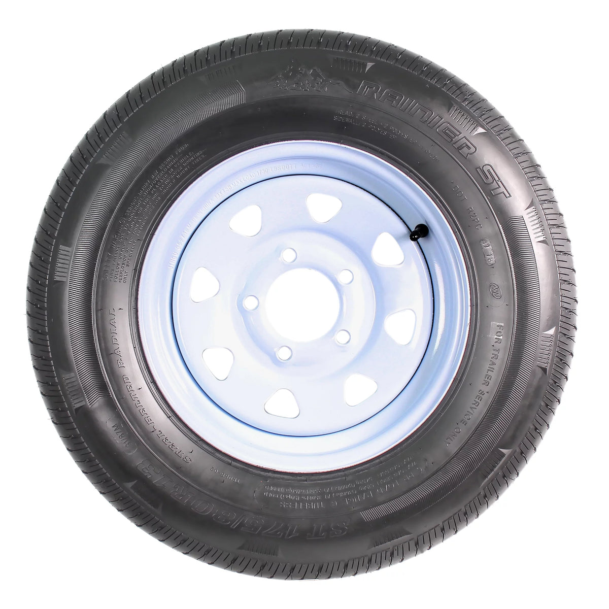 2-Pk Radial Trailer Tire On Rim ST175/80R13 5 Lug White Spoke Wheel J459158
