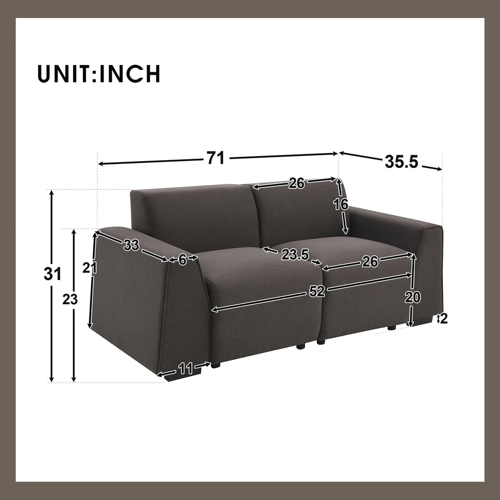 70" Linen Fabric 3 Seater Sofa with Wide Armrests X9558