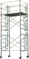 14'2 HIGH 3 Decks Aluminum Plywood Deck Guard Rail Scaffold Rolling Tower A364952