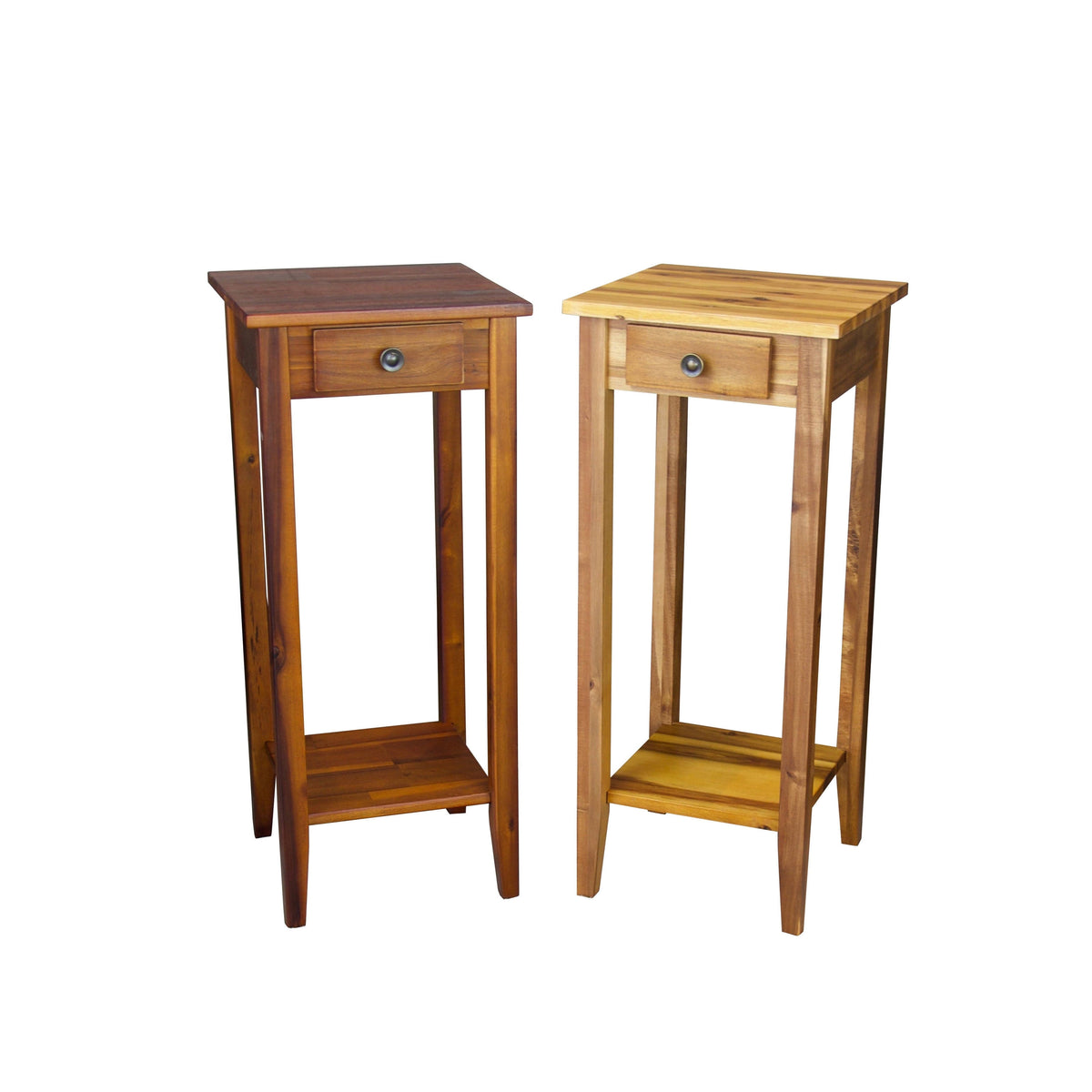 2-Tier Acacia Wood Plant Table with Drawer L7470