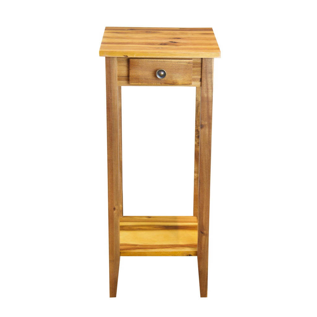 2-Tier Acacia Wood Plant Table with Drawer L7470