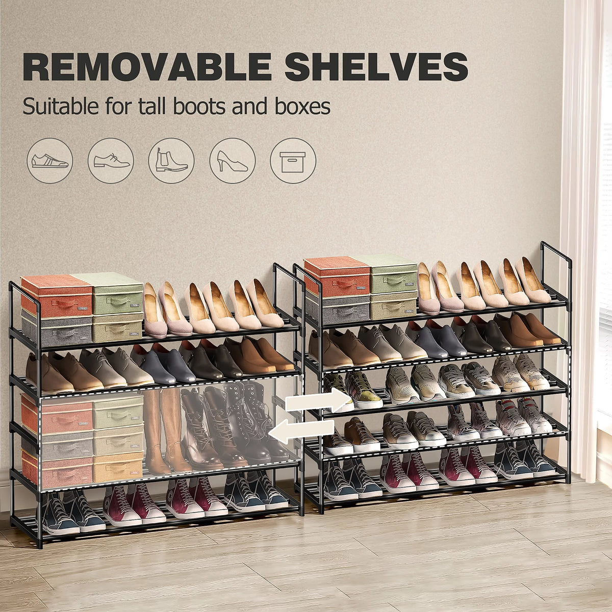 5-Tiers Stackable Shoe Rack Z3249