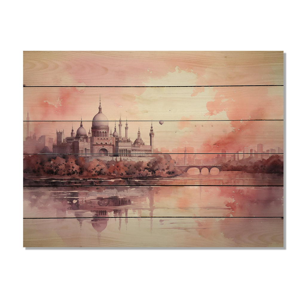 Castles Print on Natural Pine Wood G654705